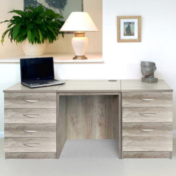 R White Cabinets SET-09-IN-GN Single Door 6 Drawer Filing Desk Grey