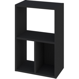 Decortie Combayn 3 Shelf Black Wood Low Freestanding Bookcase - thumbnail 2