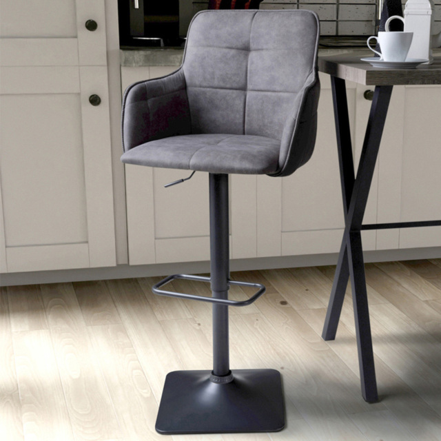 Orion Light Grey Suede Effect Bar Stool Set of 2 - image 1