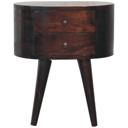 Artisan Furniture Light Walnut 2 Drawer Solid Wood Round Bedside Table - thumbnail 2