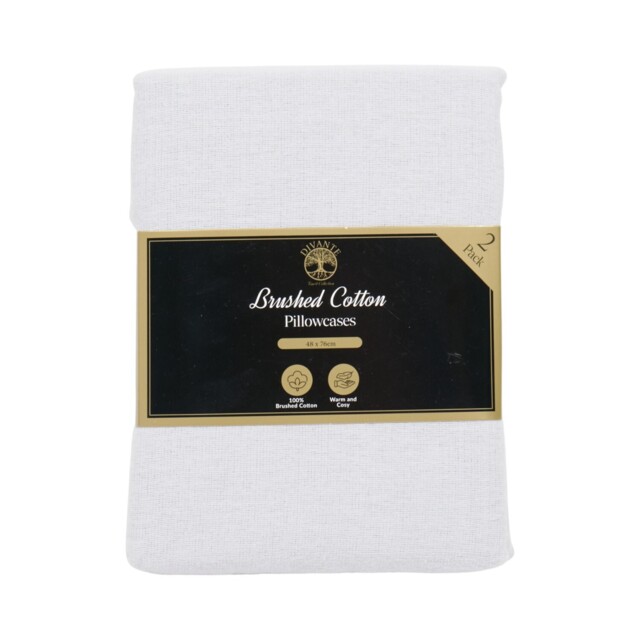 Pack of 2 Brushed Cotton Pillowcases Silver - image 1