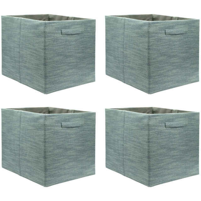 Homebase Textured Blue Cube Storage Insert 4 Pack - image 1