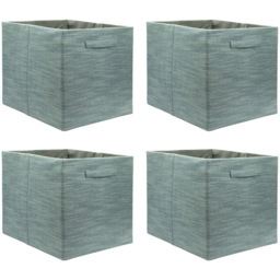 Homebase Textured Blue Cube Storage Insert 4 Pack - thumbnail 1