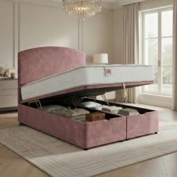 DS Living Opulence Pink Double Velvet Upholstered Ottoman Bed - thumbnail 2
