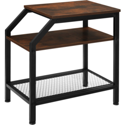 tectake Plymouth 2 Shelf Industrial Dark Wood Bedside Table - thumbnail 2