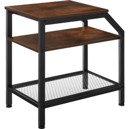 tectake Plymouth 2 Shelf Industrial Dark Wood Bedside Table - thumbnail 3