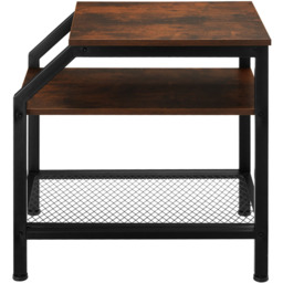tectake Plymouth 2 Shelf Industrial Dark Wood Bedside Table - thumbnail 4