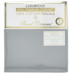 Sweet Dreams Percale Grey Housewife Pillowcase 2 Pack