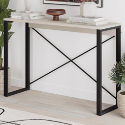 FWStyle Archie Sandstone and Black X-Frame Metal Legs Console Table