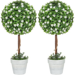 Portland Set of 2 White Rose Flower Artificial Plant in Pot 60cm - thumbnail 1