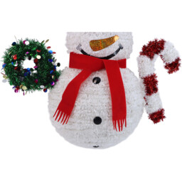 White LED Christmas Tinsel Snowman Hanging Decoration - thumbnail 3