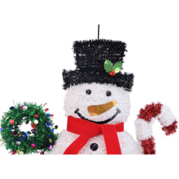 White LED Christmas Tinsel Snowman Hanging Decoration - thumbnail 2