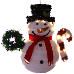 White LED Christmas Tinsel Snowman Hanging Decoration - thumbnail 4