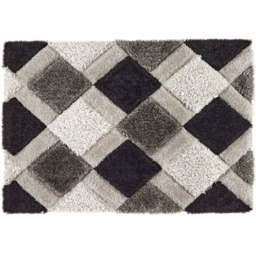 Origins Grey 3D Geo Shaggy Carved Rug 80 x 150cm - thumbnail 1