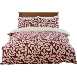 Carolina Leaf Duvet Set Burgundy Superking - thumbnail 2