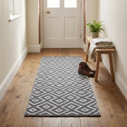 Grey Geo Diamond Runner 130 x 70cm - thumbnail 4