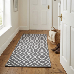 Grey Geo Diamond Runner 130 x 70cm - thumbnail 2