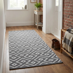 Grey Geo Diamond Runner 130 x 70cm - thumbnail 3