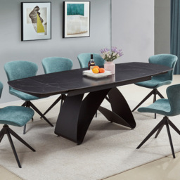 DS Living Maelis Black and Gray Intertwined Stone Extendable Dining Table