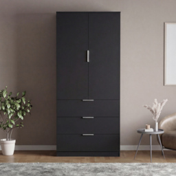 Vida Designs Trega Black 2 Door 3 Drawer Wardrobe - thumbnail 3
