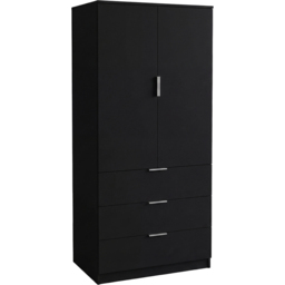 Vida Designs Trega Black 2 Door 3 Drawer Wardrobe - thumbnail 2