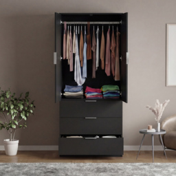 Vida Designs Trega Black 2 Door 3 Drawer Wardrobe - thumbnail 4