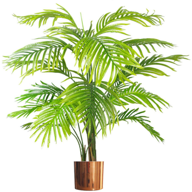 Leaf Artificial Areca Palm Tree in Copper Metal Planter 4.2ft - image 1