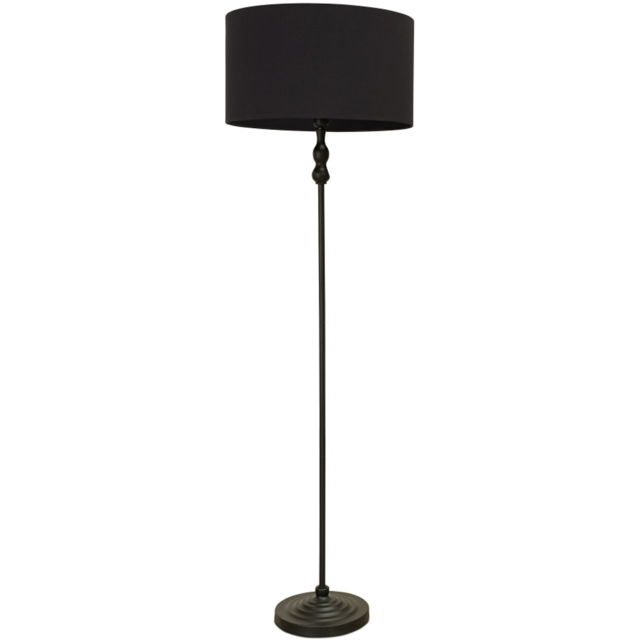 ValueLights Maggie Black Fabric Shade Black Metal Candlestick Floor Lamp - image 1