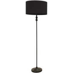 ValueLights Maggie Black Fabric Shade Black Metal Candlestick Floor Lamp