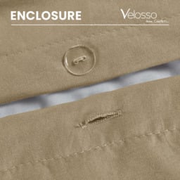 Velosso Washed Linen Look Beige Super King Size Duvet and Pillowcase Set - thumbnail 3