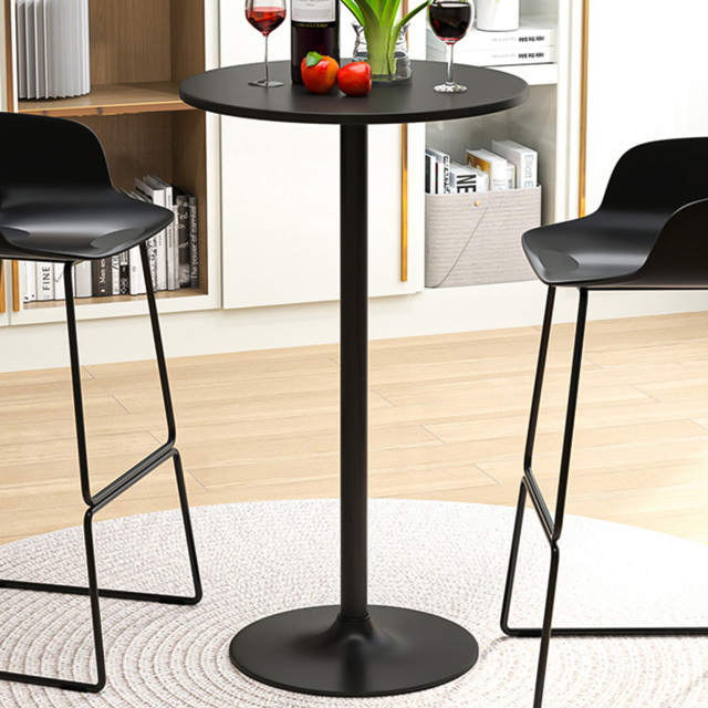 Costway Black Round Bar Table with Metal Base Set of 2 - image 1