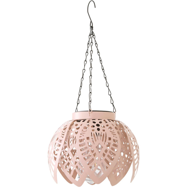 ValueLights Artichoke Blush Pink Solar Powered LED Hanging Outdoor Lantern Light - image 1