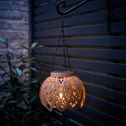 ValueLights Artichoke Blush Pink Solar Powered LED Hanging Outdoor Lantern Light - thumbnail 2