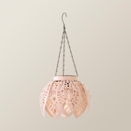 ValueLights Artichoke Blush Pink Solar Powered LED Hanging Outdoor Lantern Light - thumbnail 4
