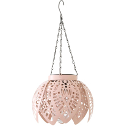 ValueLights Artichoke Blush Pink Solar Powered LED Hanging Outdoor Lantern Light