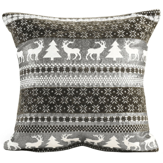 Noel Square Cotton Chenille Silver Nordic Snowflake Cushion 43 x 43cm - image 1