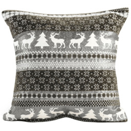 Noel Square Cotton Chenille Silver Nordic Snowflake Cushion 43 x 43cm