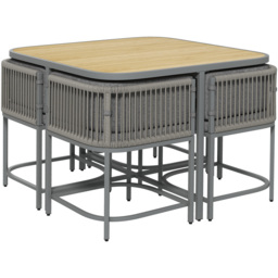 Outsunny 4 Seater PE Rattan Dining Set Grey - thumbnail 2