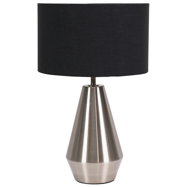 ValueLights Jax Black Shade Brushed Chrome Touch LED Table Lamp - image 1