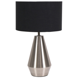 ValueLights Jax Black Shade Brushed Chrome Touch LED Table Lamp