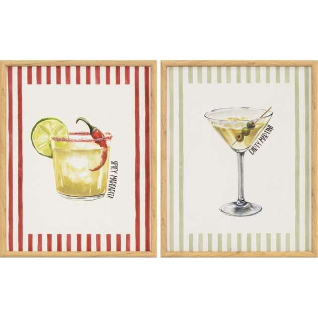 Single Trendy Striped Cocktail Framed Canvas 40 x 50cm in Assorted styles - image 1