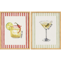 Single Trendy Striped Cocktail Framed Canvas 40 x 50cm in Assorted styles