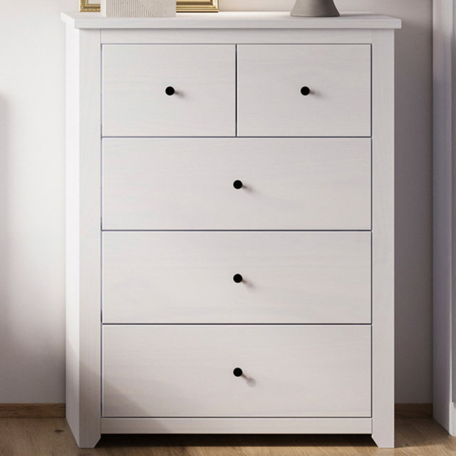 Havana 5 Drawer White Chest of Drawers - image 1