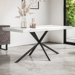 Furniture Online Donni 6 Seater White Marble Effect and Black Dining Table