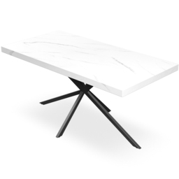 Furniture Online Donni 6 Seater White Marble Effect and Black Dining Table - thumbnail 2