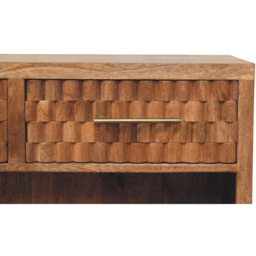 Artisan Furniture Cadiz Carved Natural Grain 2 Drawer Single Shelf Mango Wood Entryway Shoe Cabinet - thumbnail 4