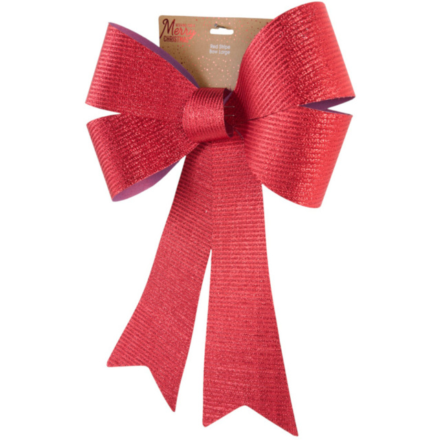 Sleigh Bells Ring Red Stripe Christmas Decorative Bow Large - image 1