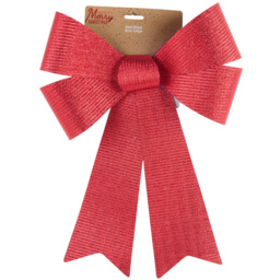 Sleigh Bells Ring Red Stripe Christmas Decorative Bow Large - thumbnail 2