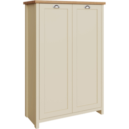 GFW Lancaster Cream and Oak 2 Door Tall Shoe Cabinet - thumbnail 4