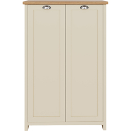 GFW Lancaster Cream and Oak 2 Door Tall Shoe Cabinet - thumbnail 2